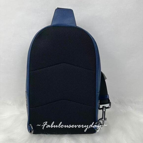 Coach MEN'S West Pack With Baseball Print Leather/Deep Blue Sports CAX48 NWT - Picture 3 of 8